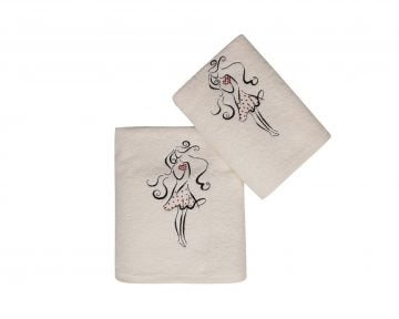 Set Prosoape De Baie Saheser Woman, 100% bumbac, 2 bucati, alb