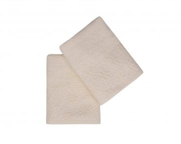 Set Prosoape De Maini Soft Kiss Dots Cream, 100% bumbac, 2 bucati, crem, 50x90 cm