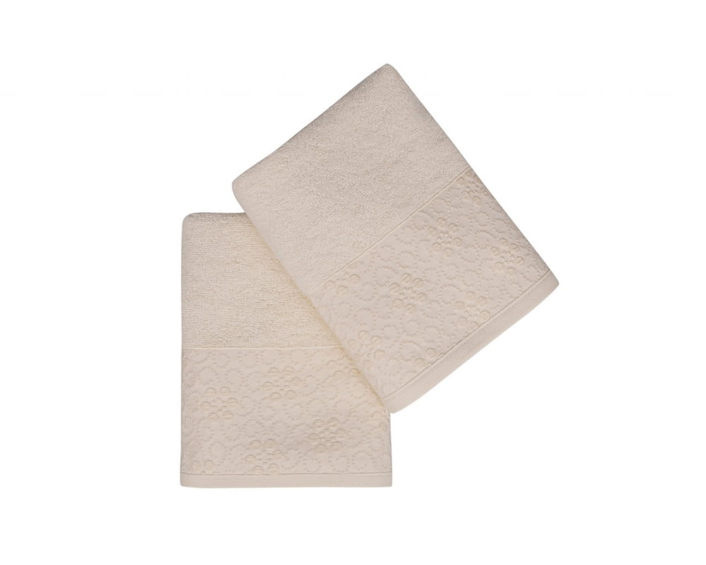 Set Prosoape De Maini Soft Kiss Dots Cream, 100% bumbac, 2 bucati, crem, 50x90 cm