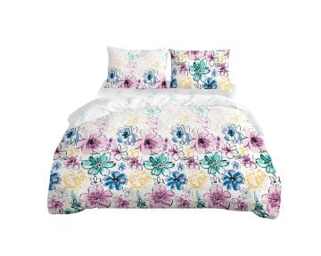 Lenjerie De Pat Bedora Flower, pentru 2 persoane, 4 piese, bumbac, multicolor