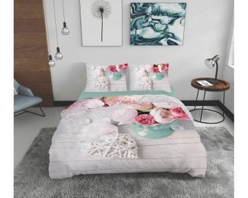 Lenjerie De Pat Romance Bedora, 100% bumbac, pentru 2 persoane, multicolor