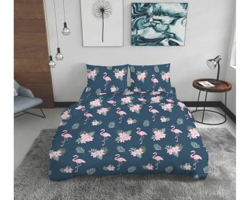 Lenjerie De Pat Flamingo Bedora, 100% bumbac, pentru 2 persoane, multicolor