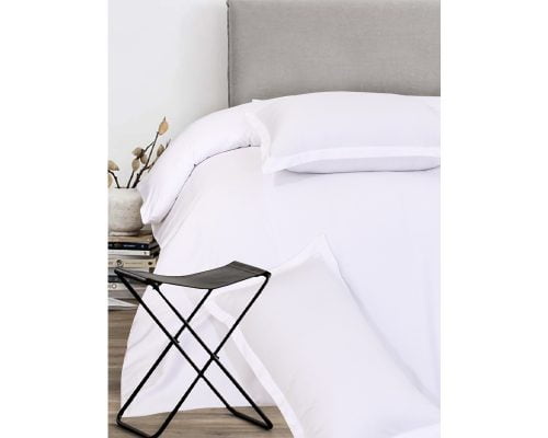 Lenjerie De Pat Dubla Bedora Bleach White Plain 240x240 cm, 4 piese, 100% bumbac, 400 TC, pentru 2 persoane, alb 2