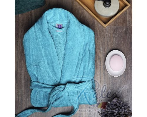 Halat de Baie Velur Turquoise, L/XL, 100% bumbac, turcoaz 1