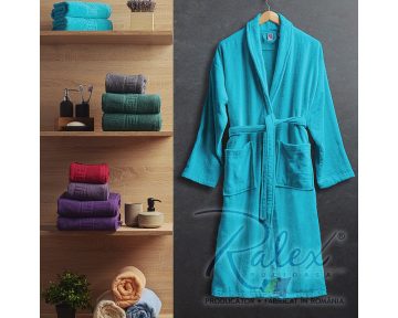 Halat de Baie Velur Turquoise, L/XL, 100% bumbac, turcoaz