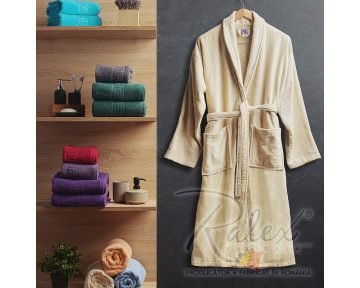Halat de Baie Velur Beige, L/XL, 100% bumbac, bej
