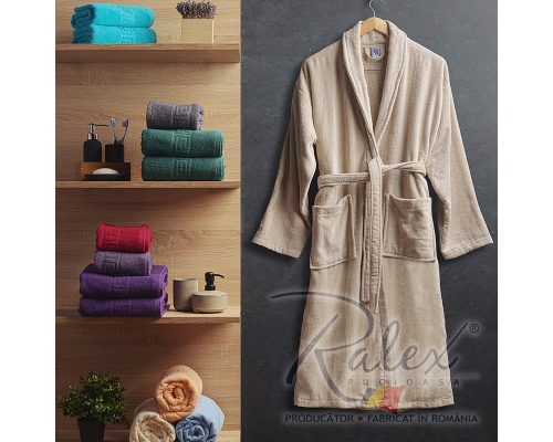 Halat de Baie Velur Cream, S/M, 100% bumbac, crem