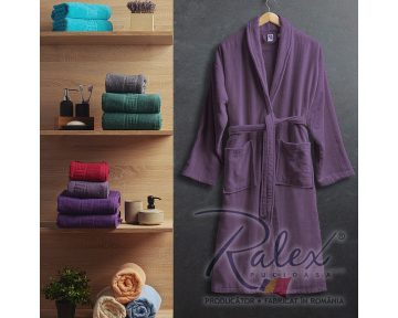 Halat de Baie Velur Mauve, L/XL, 100% bumbac, mov