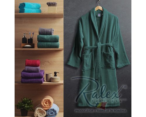 Halat de Baie Velur Green, L/XL, 100% bumbac, verde