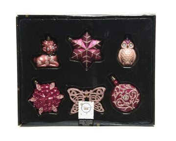 Cutie cu 20 Globuri Pink Christmas Decoris, plastic, roz
