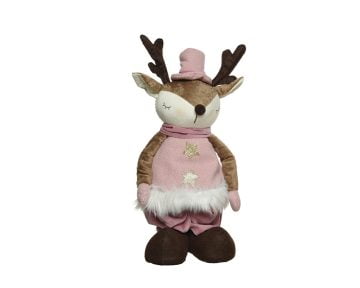 Decoratiune Decoris Deer Standing Boy, 24x15x78 cm, poliester, roz