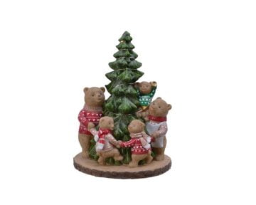 Decoratiune Luminoasa Lumineo Tree Bears, 13x16,5x22 cm, 7 LED, poliamida, multicolor, lumina calda