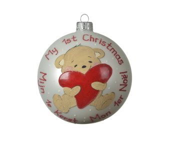 Glob Decoris My 1st Christmas, 8 cm, sticla, argintiu