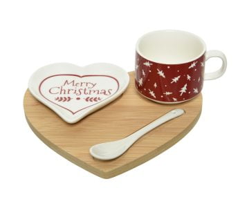 Set Pentru Ceai Heart Decoris, bambus, multicolor
