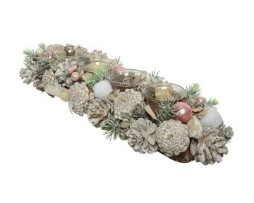 Suport Pentru Lumanari Pink Decoris, 46x16x9 cm, roz/alb