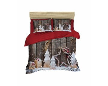 Lenjerie De Pat Pearl Home Xmas 408, 3 piese, amestec bumbac, multicolor