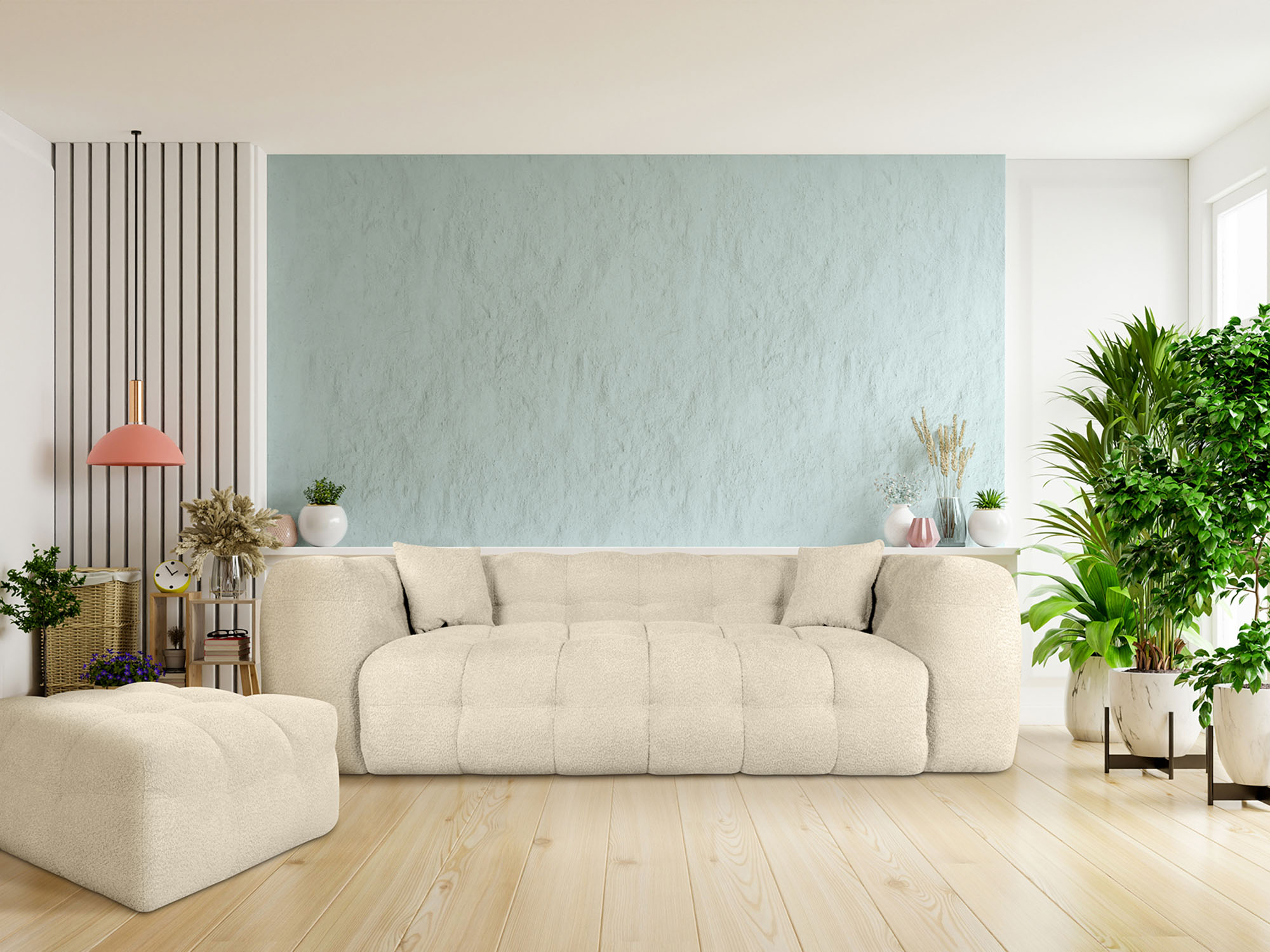 White plaster wall living room have armchair and decoration.